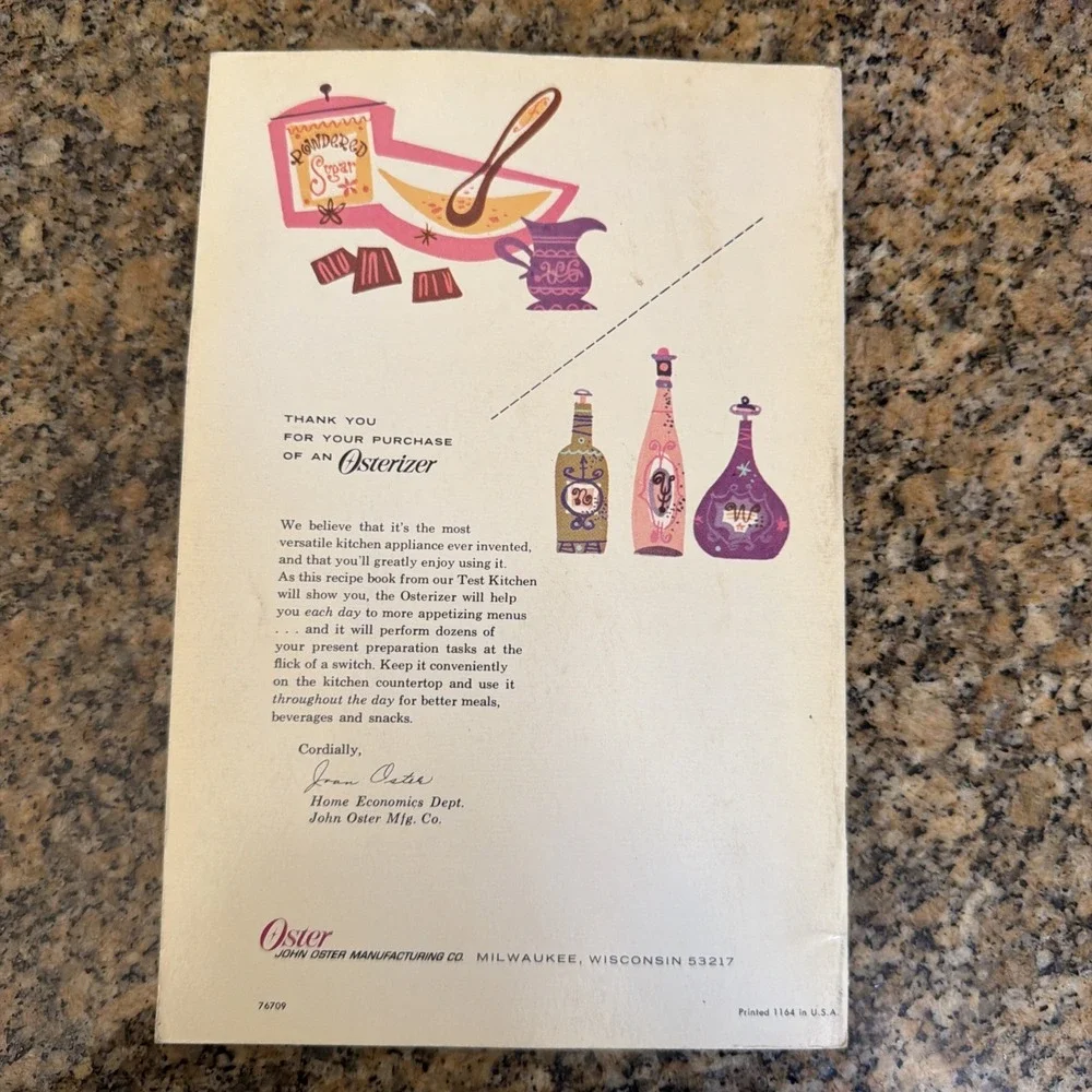 Osterizer Spin Cookery Blender Cookbook Paperback 1964 VTG 60s‎